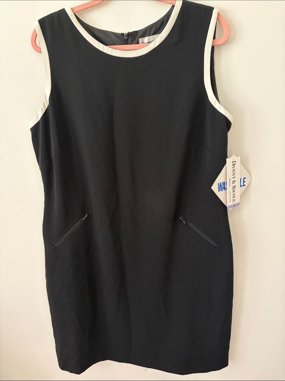 Danny & Nicole Black Sleeveless Shift Dress with White Trim
